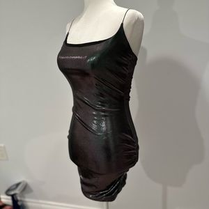 Chamelon Shimmer Ruched Bodycon Mini Dress